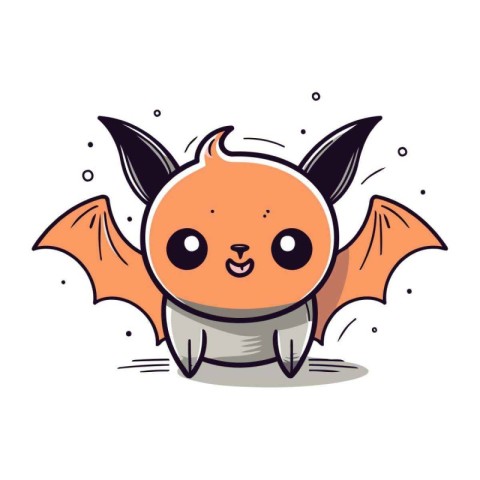 Cute little bat. Vector illustration. Isolated on white backgrou