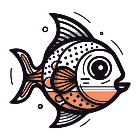 Cute cartoon fish vector illustration isolated on white backgrou