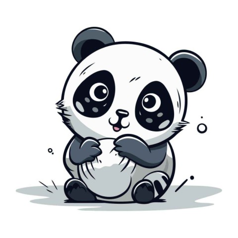 Cute cartoon panda bear. Vector illustration on white background