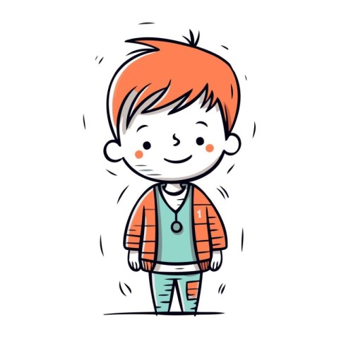 Cute little boy with red hair. Vector illustration in cartoon st