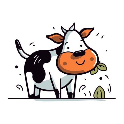 Cute cartoon cow. Farm animal. Vector illustration in doodle sty