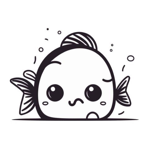 Cute kawaii fish. Vector illustration isolated on white backgrou