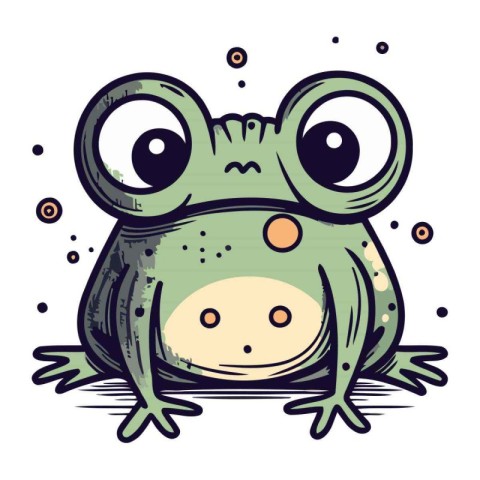 Cute cartoon frog. Vector illustration isolated on a white backg