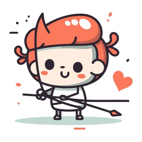 Cute boy with bow and arrow. Vector illustration. Cartoon charac