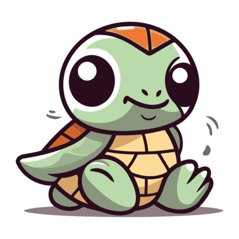 Cute Turtle Cartoon Mascot Character Vector Illustration Isolate