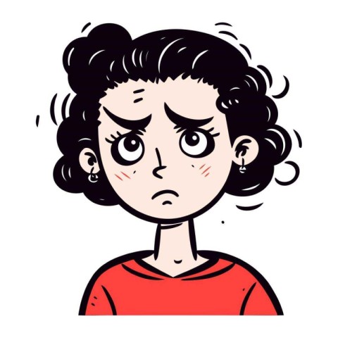 Illustration of a woman with a sad expression on her face.