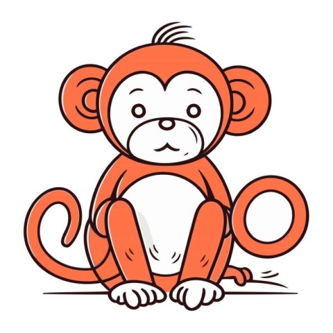 Cute cartoon monkey. Vector illustration isolated on a white bac