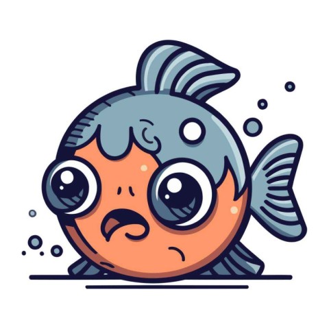 Cute kawaii fish. Vector illustration in cartoon style.