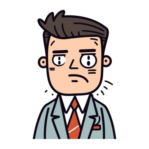 Businessman feeling sad and depressed. Vector illustration in ca