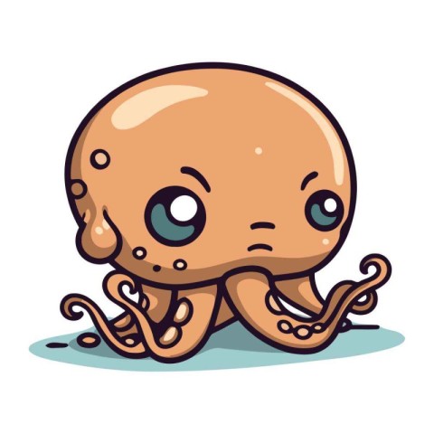 Cute cartoon octopus. Vector illustration isolated on white back