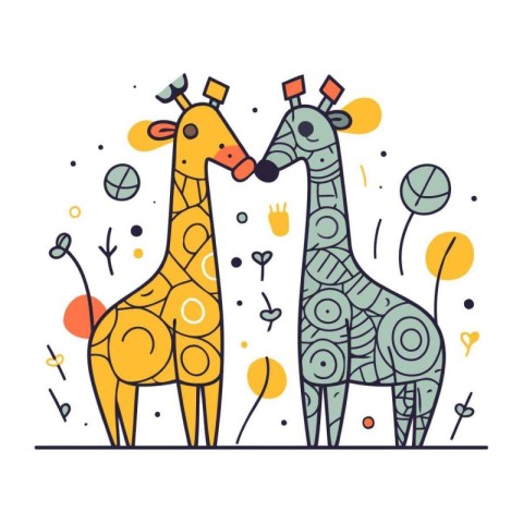 Two giraffes in love. Vector illustration for your design.