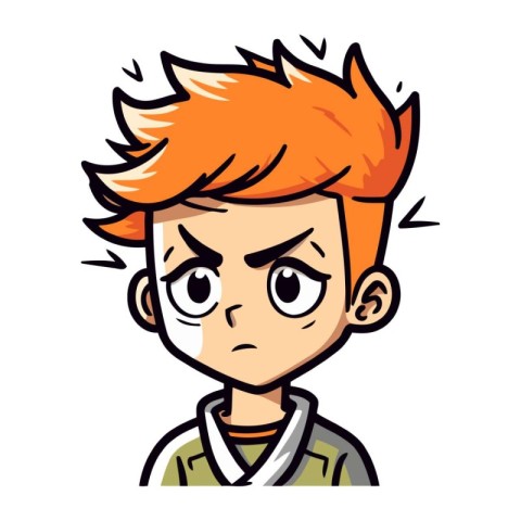 Angry Teenage Boy Cartoon Character. Vector Illustration Isolate