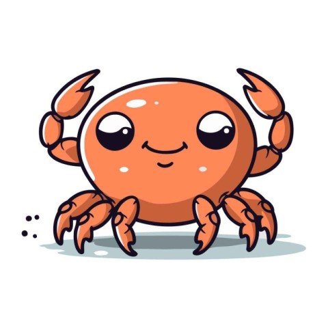 Cute cartoon crab. Vector illustration. Isolated on white backgr