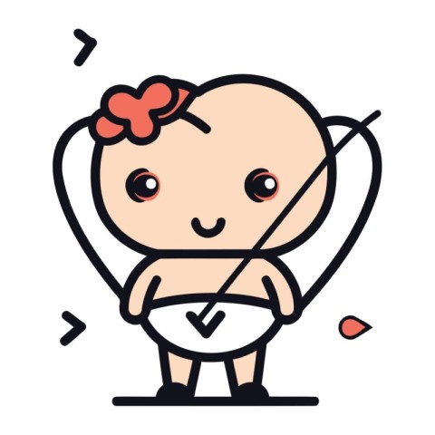 Cupid with bow and arrow. Vector illustration in flat style.