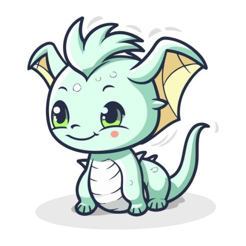 Cute dragon mascot. Cute cartoon dragon. Vector illustration.