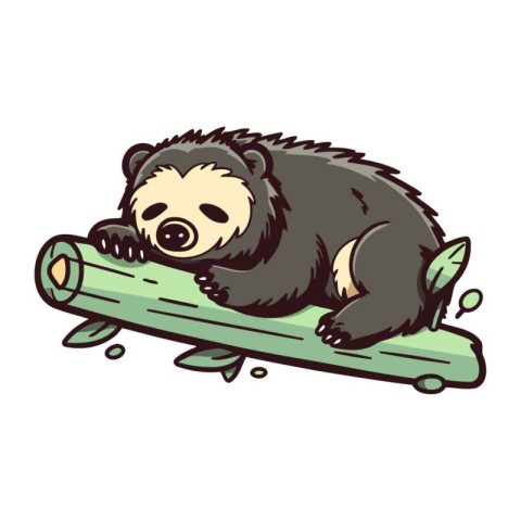 Sleeping bear on a log. Vector illustration of a sleeping bear.