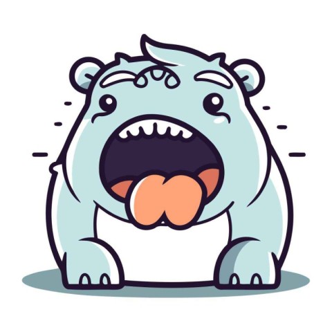 Angry Crying Hippo Cartoon Mascot Character Vector Illustration