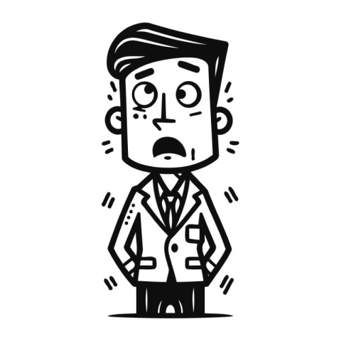 Cartoon man with a sad expression on his face. Vector illustrati