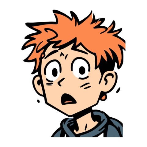 Scared boy with red hair. Vector illustration on white backgroun