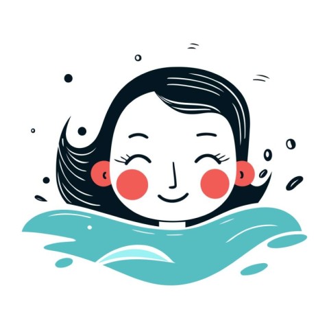 Vector illustration of a woman swimming in the sea. Flat style.