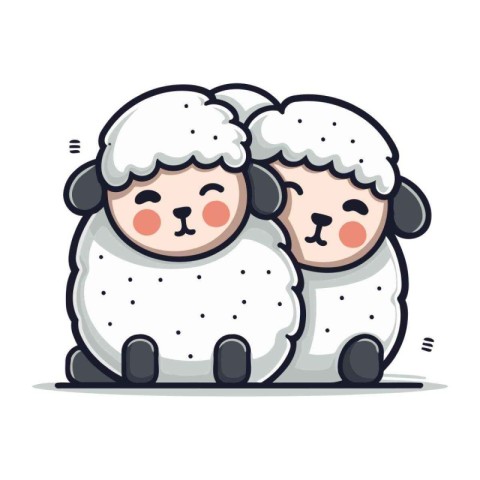 Cute sheeps. Vector illustration. Cute sheeps.