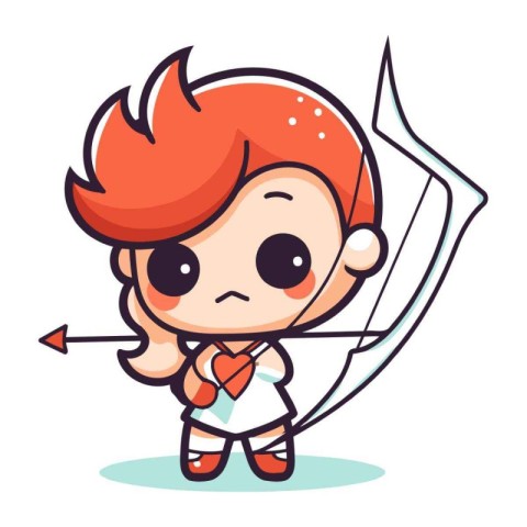 Cute Cartoon Cupid with Bow and Arrow Vector Illustration.