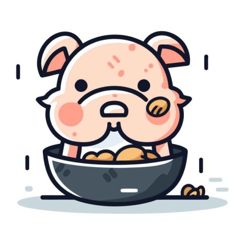 Piggy bowl. Cute cartoon character. Vector illustration.