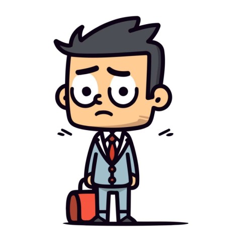 Sad businessman with briefcase   Cartoon Vector Illustration