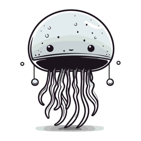 Cute jellyfish cartoon. Vector illustration isolated on white ba