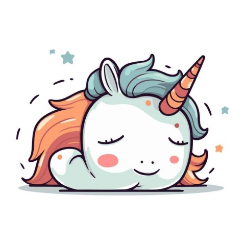 Cute unicorn cartoon. Vector illustration. Isolated on white bac