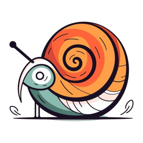 Cartoon funny snail. Vector illustration. Isolated on white back