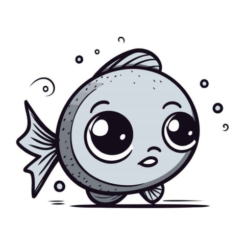 Cute kawaii fish in cartoon style. Vector illustration.