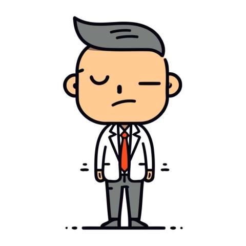 Cartoon stick figure drawing illustration of a man in a business