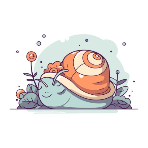 Cartoon snail. Vector illustration of a snail with a shell.