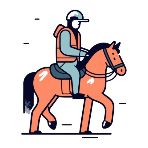 Horse racing. equestrian sport. Vector illustration in flat styl