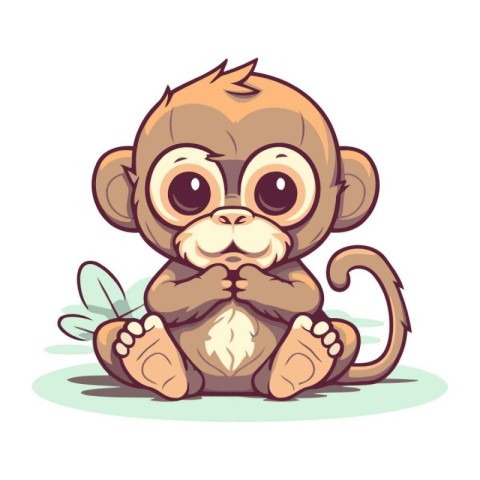 Monkey cartoon vector illustration. Isolated on a white backgrou