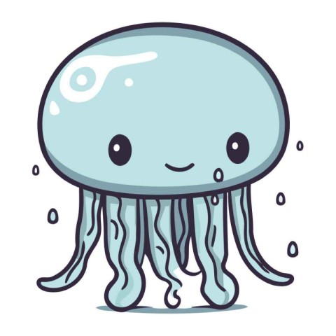 Cute cartoon jellyfish. Vector illustration isolated on white ba