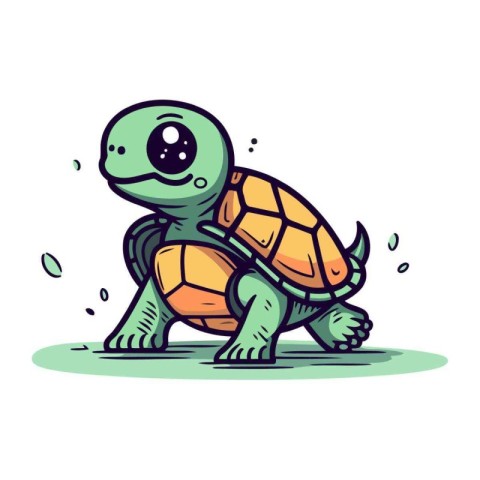 Cute cartoon turtle. Vector illustration of a funny tortoise.