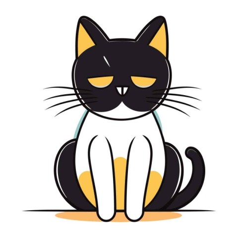 Cute cartoon cat on a white background. Vector illustration in f