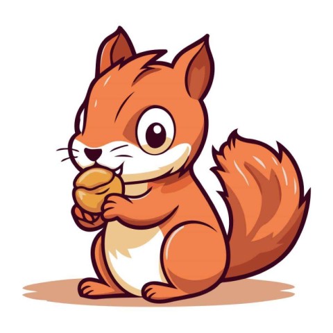 Cute squirrel cartoon vector illustration. Isolated on white bac