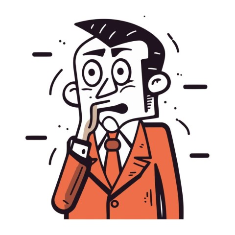 Cartoon character of a businessman with a headache. Vector illus