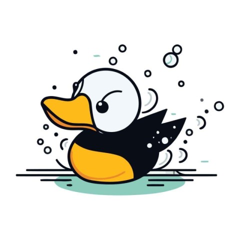 Cute cartoon duck on a white background. Vector illustration in