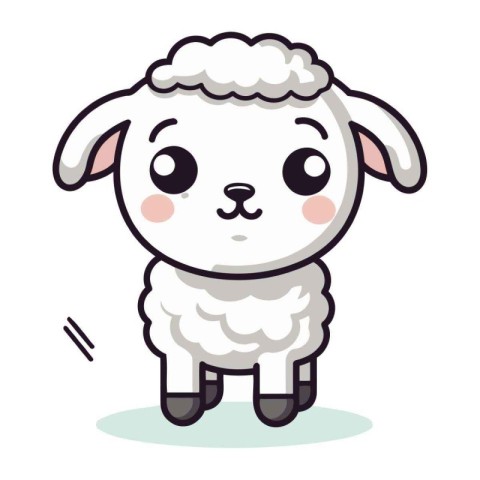 Cute cartoon sheep. Vector illustration isolated on a white back