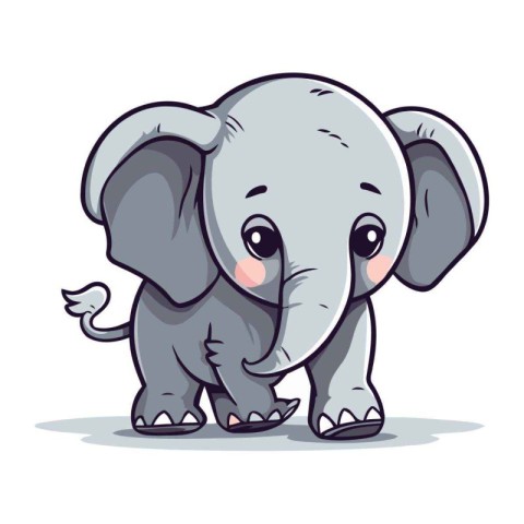 Cute cartoon elephant. Vector illustration isolated on a white b