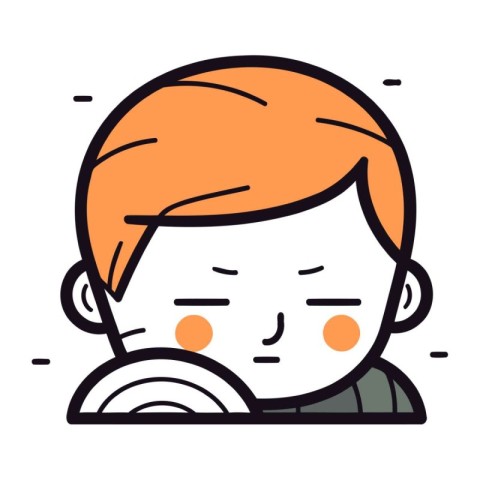 Cute boy face icon. vector line illustration. concept sign. line