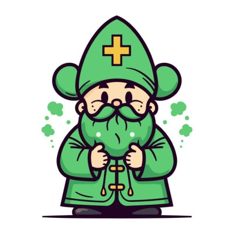 Leprechaun Vector Illustration. Cute Cartoon Leprechaun