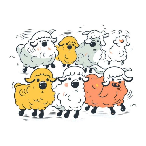 Cartoon sheeps. Vector illustration of cute cartoon sheeps.