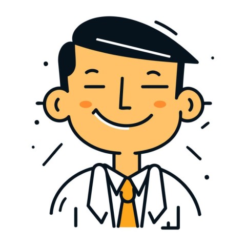 Smiling man in office suit. Vector illustration in flat style.