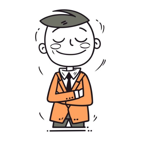 Funny cartoon man in suit and bow tie. Vector illustration.