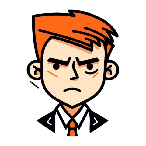 Illustration of a man with angry facial expression. Vector illus